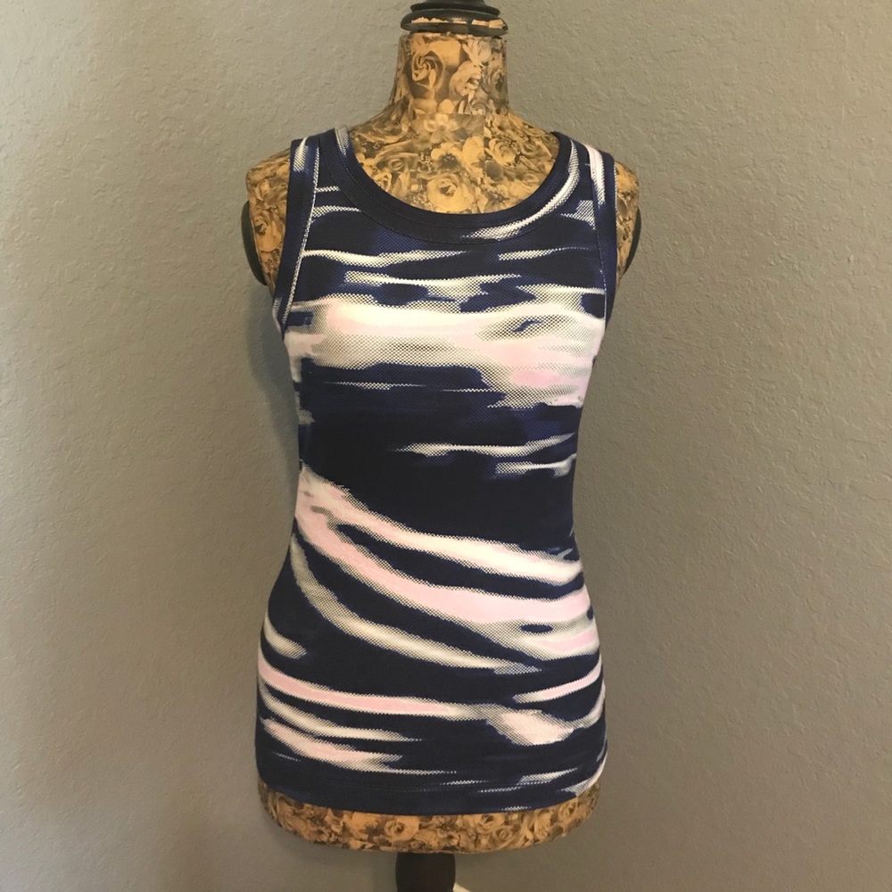 MarcCain Navy/pink tank top 94% cotton 6% elastane